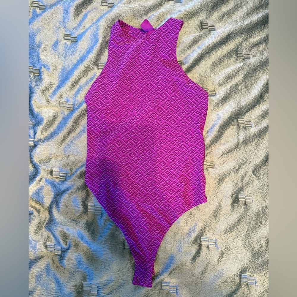 Fendi x Skims Purple/Pink Logo Bodysuit